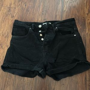 zara black denim shorts stretchy